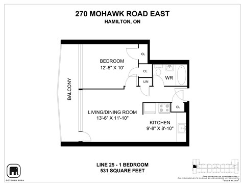 Floor plan for 1 bed, 1 bath, 700 sqft